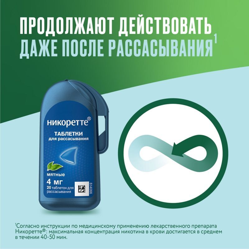 Никоретте 4мг 20 шт. таблетки для рассасывания покрытые пленочной оболочкой Мятные, фото №4