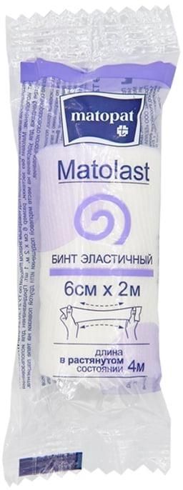 Матопат матоласт бинт эластичный тканевый без застежки 6смх2м 1 шт.