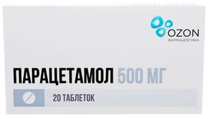 Парацетамол 500мг 20 шт. таблетки Озон Парацетамол 500мг 20 шт. таблетки Озон