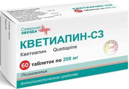 Кветиапин-сз 200мг 60 шт. таблетки покрытые пленочной оболочкой