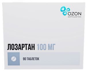 Лозартан 100мг 90 шт. таблетки покрытые пленочной оболочкой Лозартан 100мг 90 шт. таблетки покрытые пленочной оболочкой