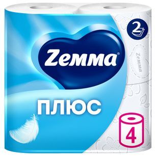 Земма Плюс бумага туалетная 2-слойная белая 4 шт. Земма Плюс бумага туалетная 2-слойная белая 4 шт.