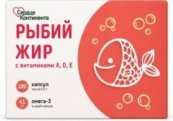 Сердце континента рыбный жир капсулы с витаминами а/е/d/к 100 шт. Сердце континента рыбный жир капсулы с витаминами а/е/d/к 100 шт.