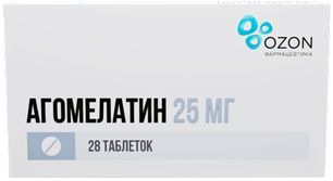 Агомелатин 25мг 28 шт. таблетки покрытые пленочной оболочкой Агомелатин 25мг 28 шт. таблетки покрытые пленочной оболочкой