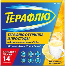 ТераФлю от гриппа и простуды, порошок 14 шт. со вкусом лимона ТераФлю от гриппа и простуды, порошок 14 шт. со вкусом лимона