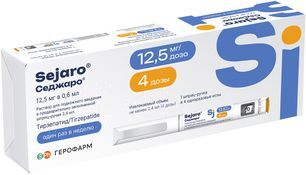 Седжаро 12,5мг/доза 2,4мл раствор для подкожного введения шприц-ручка (в комплекте с иглами 4 шт) Седжаро 12,5мг/доза 2,4мл раствор для подкожного введения шприц-ручка (в комплекте с иглами 4 шт)