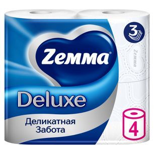 Земма делюкс бумага туалетная 3-слойная 4 шт.