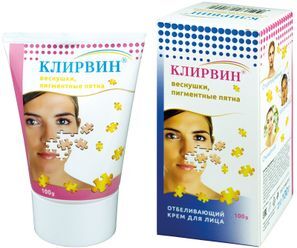 Клирвин крем для лица отбеливающий от веснушек/пигментных пятен 100г