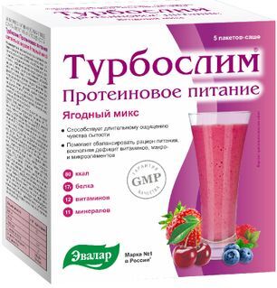 Турбослим Протеиновое Питание коктейль Ягодный микс 5 шт. Турбослим Протеиновое Питание коктейль Ягодный микс 5 шт.