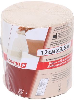 Лаума Бинт эластичный медицинский Высокой растяжимости 12x350см