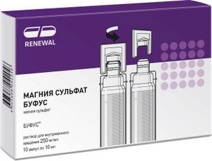Магния Сульфат Буфус 250мг/мл 10мл 10 шт. раствор для внутривенного введения Магния Сульфат Буфус 250мг/мл 10мл 10 шт. раствор для внутривенного введения