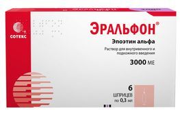 Эральфон 3000Ме 0,3мл 6 шт. раствор для внутривенного и подкожного введения шприц Сотекс Эральфон 3000Ме 0,3мл 6 шт. раствор для внутривенного и подкожного введения шприц Сотекс