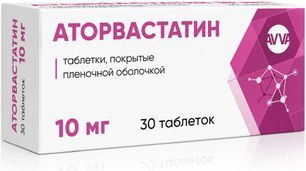 Аторвастатин 10мг 30 шт. таблетки покрытые пленочной оболочкой Аторвастатин 10мг 30 шт. таблетки покрытые пленочной оболочкой