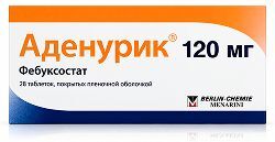 Аденурик 120мг 28 шт. таблетки покрытые пленочной оболочкой Аденурик 120мг 28 шт. таблетки покрытые пленочной оболочкой