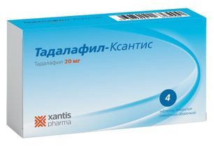 Тадалафил-Ксантис 20мг 4 шт. таблетки покрытые пленочной оболочкой Алси Фарма