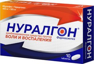 Нуралгон фармасинтез 400мг+325мг 10 шт. таблетки покрытые пленочной оболочкой Нуралгон фармасинтез 400мг+325мг 10 шт. таблетки покрытые пленочной оболочкой
