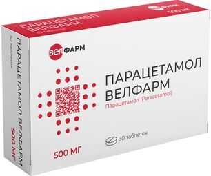 Парацетамол велфарм 500мг 30 шт. таблетки Парацетамол велфарм 500мг 30 шт. таблетки