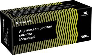 Ацетилсалициловая кислота медисорб 500мг 30 шт. таблетки