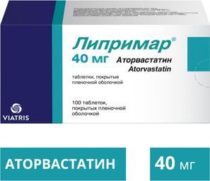 Липримар 40мг 100 шт. таблетки покрытые пленочной оболочкой Липримар 40мг 100 шт. таблетки покрытые пленочной оболочкой