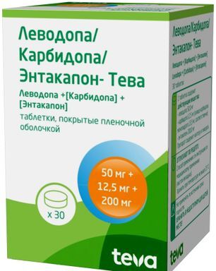 Леводопа/карбидопа/энтакапон-тева 50мг+12,5мг+200мг 30 шт. таблетки покрытые пленочной оболочкой