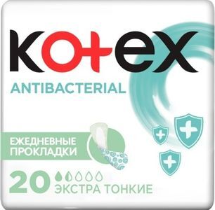 Котекс прокладки ежедневные тонкие Антибактериал Экстра 20 шт.