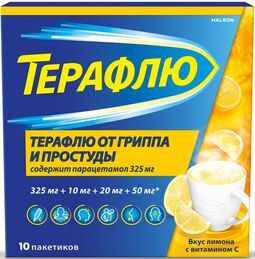 ТераФлю от гриппа и простуды, порошок, со вкусом лимона, 10 пакетиков ТераФлю от гриппа и простуды, порошок, со вкусом лимона, 10 пакетиков