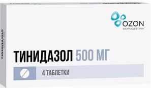 Тинидазол 500мг 4 шт. таблетки Тинидазол 500мг 4 шт. таблетки