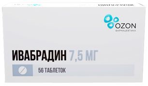 Ивабрадин 7,5мг 56 шт. таблетки покрытые пленочной оболочкой Ивабрадин 7,5мг 56 шт. таблетки покрытые пленочной оболочкой