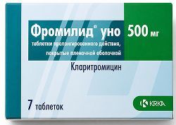 Фромилид Уно 500мг 7 шт. таблетки с пролонгированным высвобождением покрытые пленочной оболочкой Крка, д.д., Ново место Фромилид Уно 500мг 7 шт. таблетки с пролонгированным высвобождением покрытые пленочной оболочкой Крка, д.д., Ново место