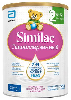 Симилак Гипоаллергенный 2 смесь 6-12 месяцев 750г Симилак Гипоаллергенный 2 смесь 6-12 месяцев 750г