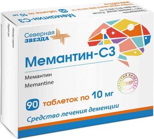 Мемантин-Сз 10мг 90 шт. таблетки покрытые пленочной оболочкой Мемантин-Сз 10мг 90 шт. таблетки покрытые пленочной оболочкой