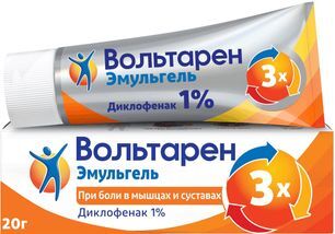 Вольтарен Эмульгель при боли в спине, мышцах и суставах, гель 1%, 20г Вольтарен Эмульгель при боли в спине, мышцах и суставах, гель 1%, 20г