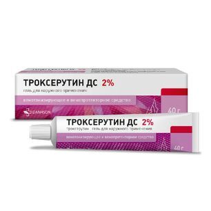 Троксерутин дс 2% 40г гель для наружного применения Троксерутин дс 2% 40г гель для наружного применения