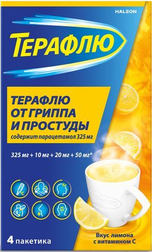 ТераФлю от гриппа и простуды, порошок 4 шт. со вкусом лимона ТераФлю от гриппа и простуды, порошок 4 шт. со вкусом лимона