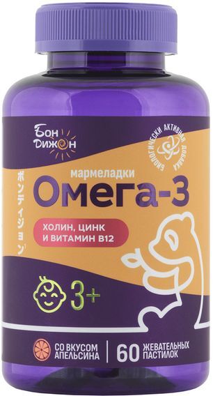Бондижон Омега пастилки жевательные Апельсин 3+ 60 шт. Бондижон Омега пастилки жевательные Апельсин 3+ 60 шт.