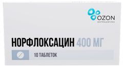 Норфлоксацин 400мг 10 шт. таблетки покрытые пленочной оболочкой Озон Норфлоксацин 400мг 10 шт. таблетки покрытые пленочной оболочкой Озон
