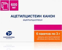 Ацетилцистеин Канон 600мг 3г 6 шт. гранулы для приготовления раствора для приема внутрь