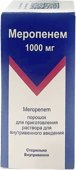 Меропенем 1000мг 1 шт. порошок для приготовления раствора для внутривенного введения