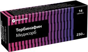 Тербинафин 250мг 14 шт. таблетки Медисорб