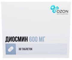 Диосмин 600мг 30 шт. таблетки покрытые пленочной оболочкой Озон Диосмин 600мг 30 шт. таблетки покрытые пленочной оболочкой Озон