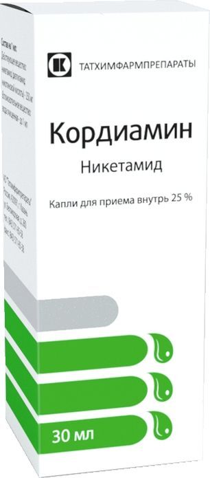 Кордиамин 25% 30мл капли для приема внутрь Татхимфармпрепараты Кордиамин 25% 30мл капли для приема внутрь Татхимфармпрепараты