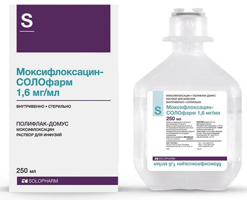 Моксифлоксацин-солофарм 1,6мг/мл 250мл раствор для инфузий  по .