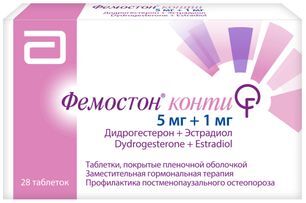 Фемостон конти 5мг+1мг 28 шт. таблетки покрытые пленочной оболочкой Фемостон конти 5мг+1мг 28 шт. таблетки покрытые пленочной оболочкой