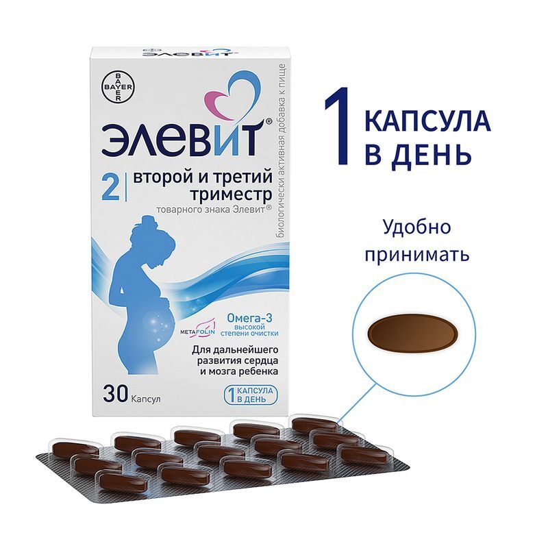 Элевит Второй И Третий Триместр капсулы 30 шт., фото №3