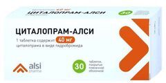 Циталопрам 40мг 30 шт. таблетки покрытые пленочной оболочкой Алси Фарма Циталопрам 40мг 30 шт. таблетки покрытые пленочной оболочкой Алси Фарма