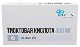 Тиоктовая кислота 300мг 30 шт. таблетки покрытые пленочной оболочкой Тиоктовая кислота 300мг 30 шт. таблетки покрытые пленочной оболочкой
