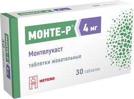 Монте-Р 4мг 30 шт. таблетки покрытые пленочной оболочкой Монте-Р 4мг 30 шт. таблетки покрытые пленочной оболочкой