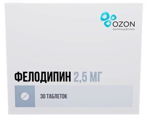Фелодипин 2,5мг 30 шт. таблетки с пролонгированным высвобождением покрытые пленочной оболочкой Озон