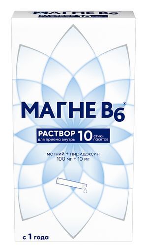 Магне В6 100мг+10мг 10мл 10 шт. раствор для приема внутрь стик-пакет