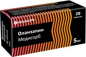 Оланзапин Медисорб 5мг 28 шт. таблетки покрытые пленочной оболочкой Оланзапин Медисорб 5мг 28 шт. таблетки покрытые пленочной оболочкой